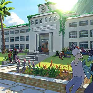 Goodbye Volcano High Schoolgebouwen