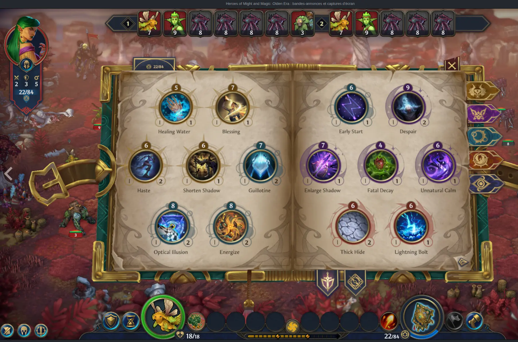 Heroes of Might and Magic Olden Era spreukenboek met magiersgilde spreukenselectie