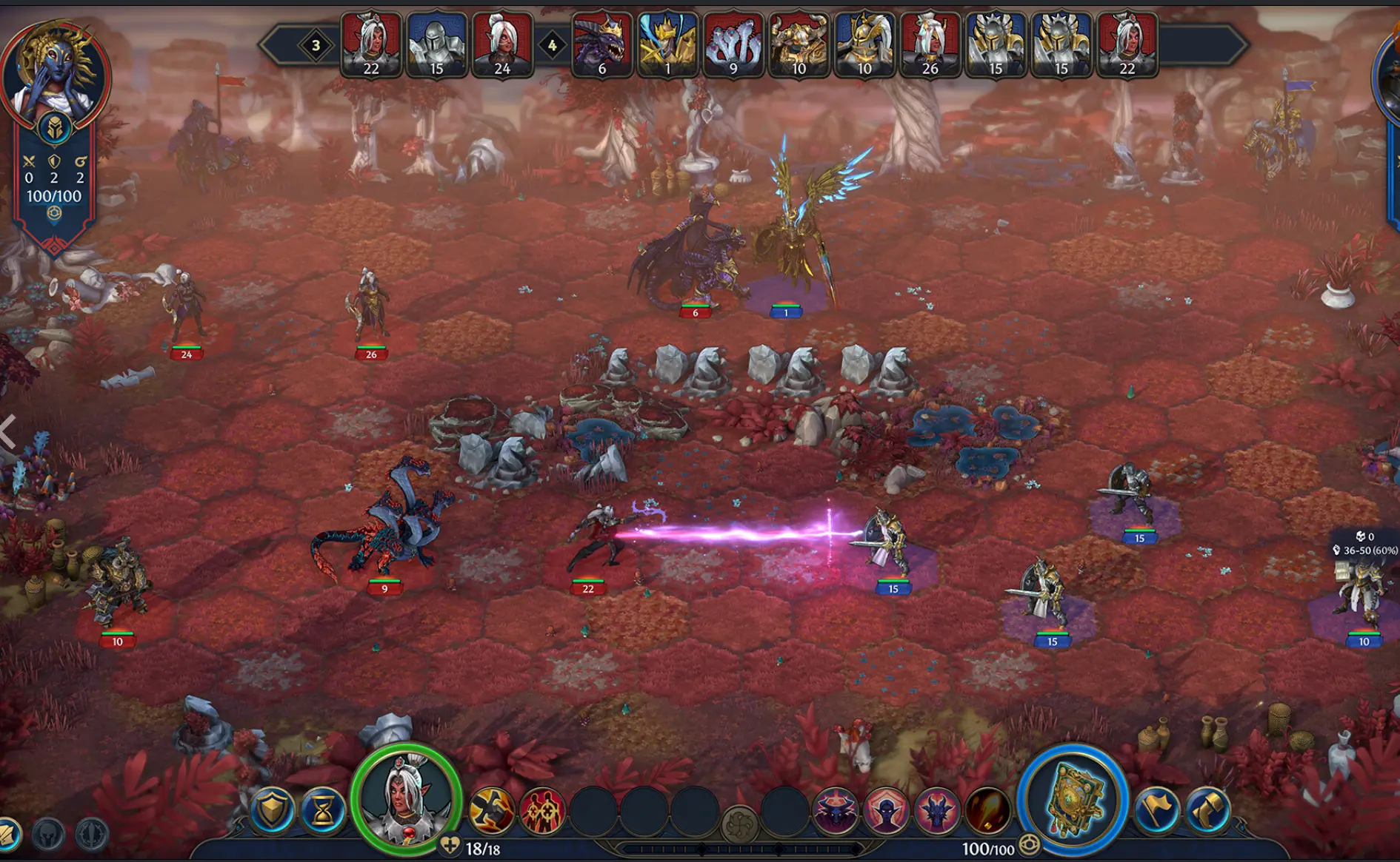 Heroes of Might and Magic Olden Era tactisch gevecht met spreukeneffecten