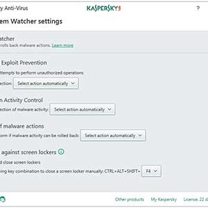 Kaspersky Anti-Virus Bedieningspaneel