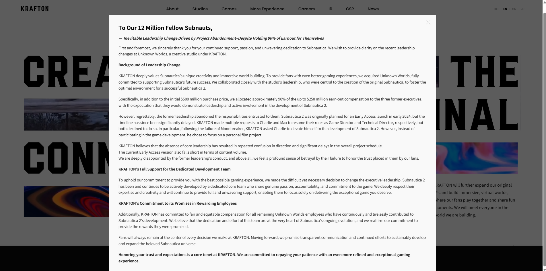 Krafton Unknown Worlds Lawsuit