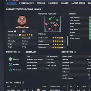 Pro Basketball Manager 2026 - Spelerkenmerken