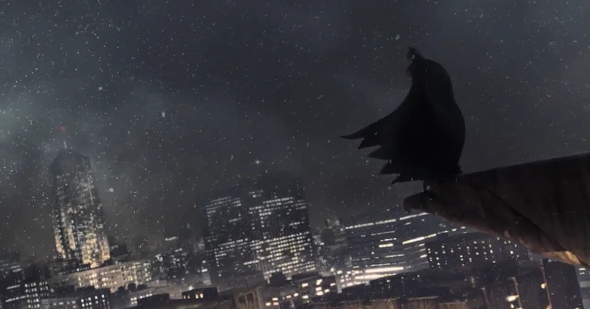 Batman kijkt uit over Gotham City in het geannuleerde Project Apollo