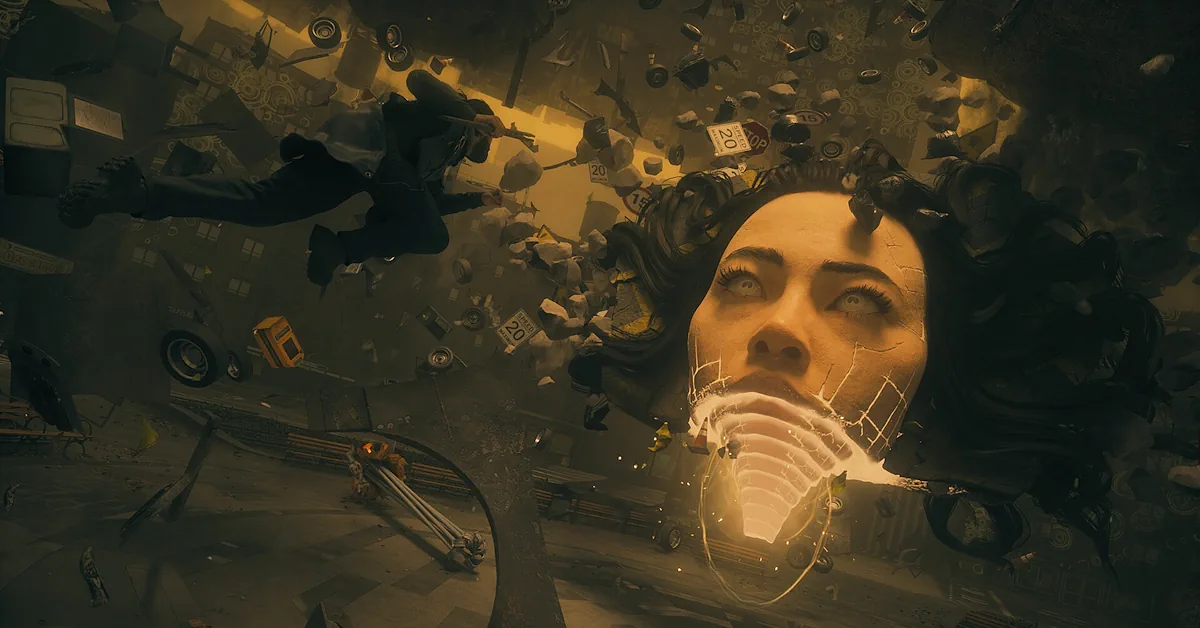 Dylan Faden staat midden in een vervormde, psychedelische versie van Manhattan in Control Resonant