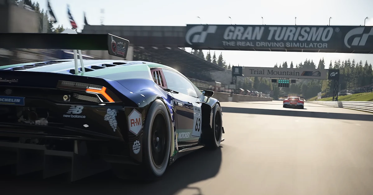 Een strakke Gran Turismo 7 sportwagen die over het circuit raast... iets wat onverwacht blijkt te bestaan op de Nintendo Switch 2