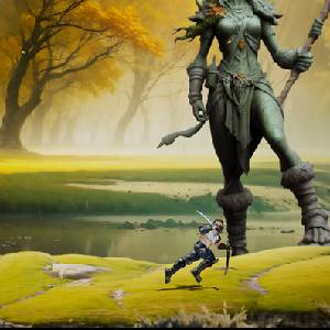 Thunderblade Saga Reusachtig Standbeeld