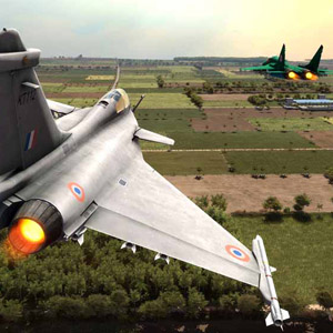 Straaljager op de middenvlucht